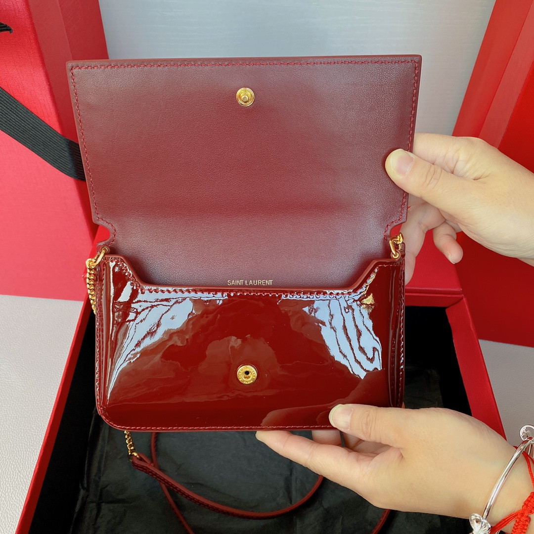 Y*L monogram phone holder with strap (patent leather) 18 x 11 x 2.5 cm